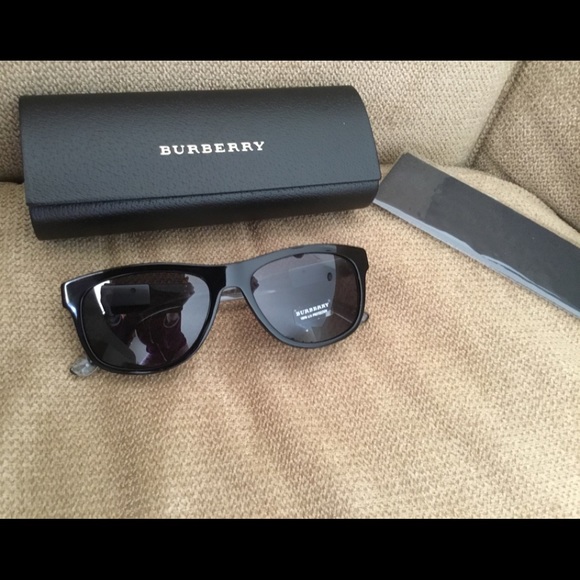 Burberry Accessories - Burberry Black Crystal Temple Gray Lens Sunglasses